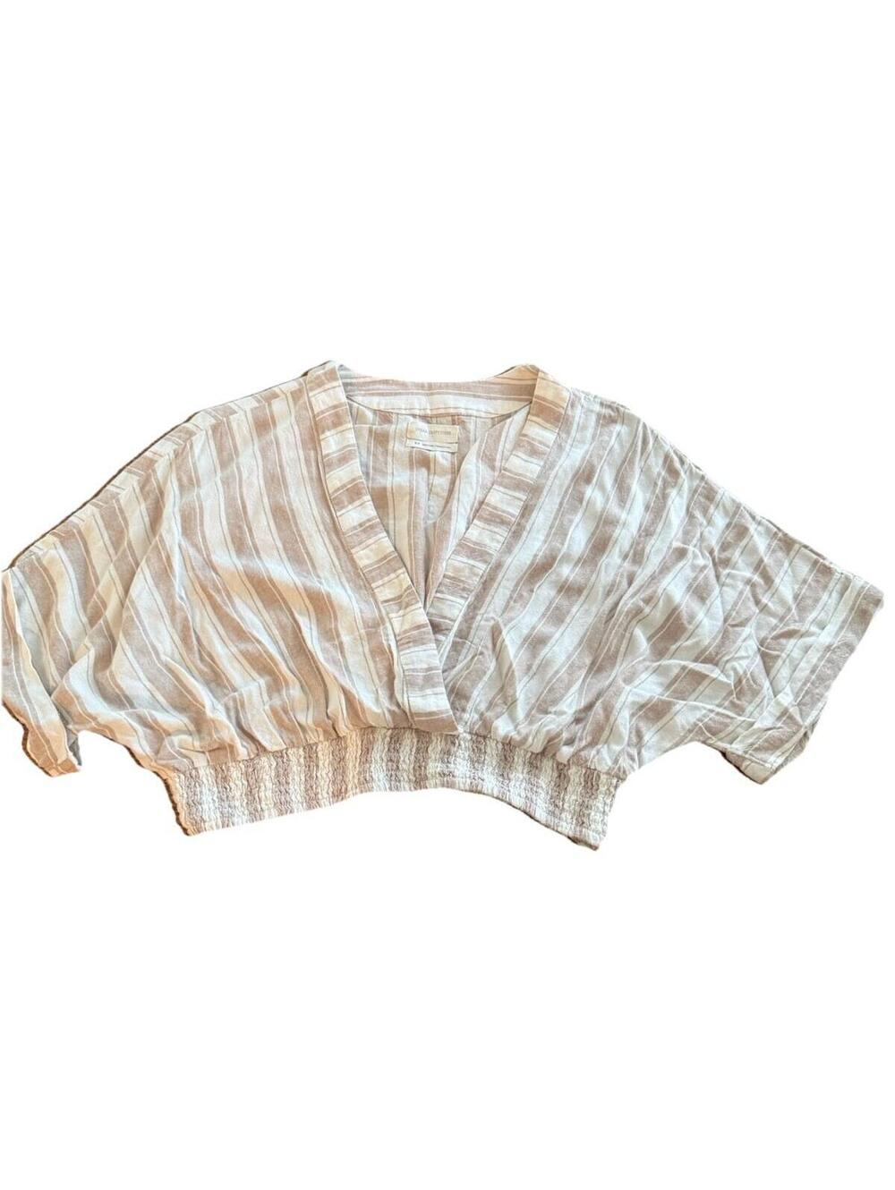 Urban Outfitters Small Summer Striped Top Cropped Linen Blend Resort Wear